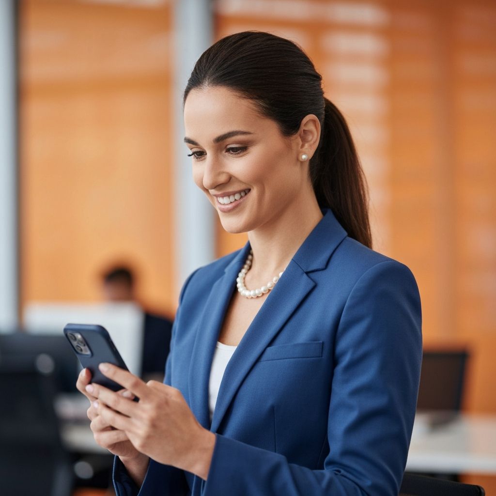 Business professional using mobile phone